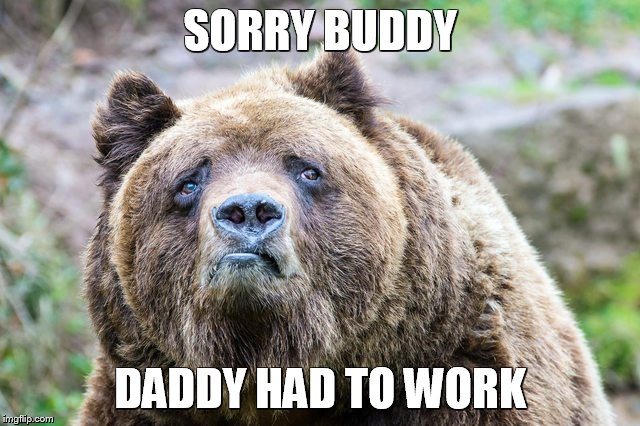 Sorry Buddy Daddy Had To Work Grizzly Bear Meme